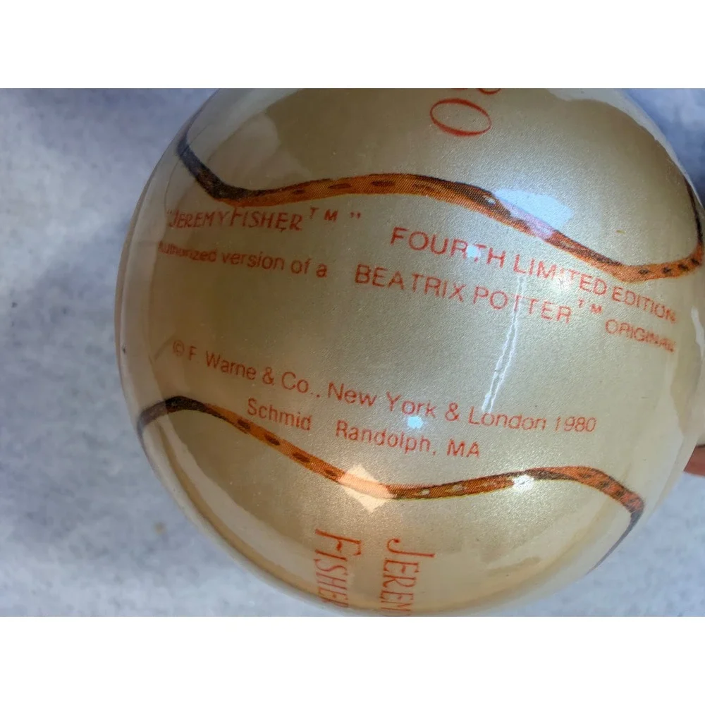 Vintage 1980 Schmid Beatrix Potter Jeremy Fisher Satin Ball Ornament Limited Ed
